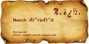 Nasch Árpád névjegykártya